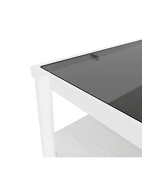 Modern Glass Coffee Table with White Legs