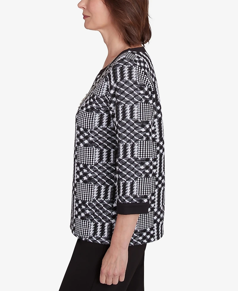 Alfred Dunner Runway Ready Women's Houndstooth Textured Top