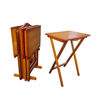 Streamdale Folding Snack Tables with Storage Rack (Set of 4)