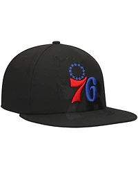 New Era Men's Black Philadelphia 76ers Blackout Shadow Logo 59FIFTY Hat