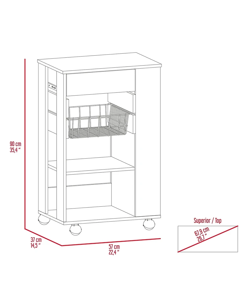 Fm Furniture Shelton Kitchen Cart