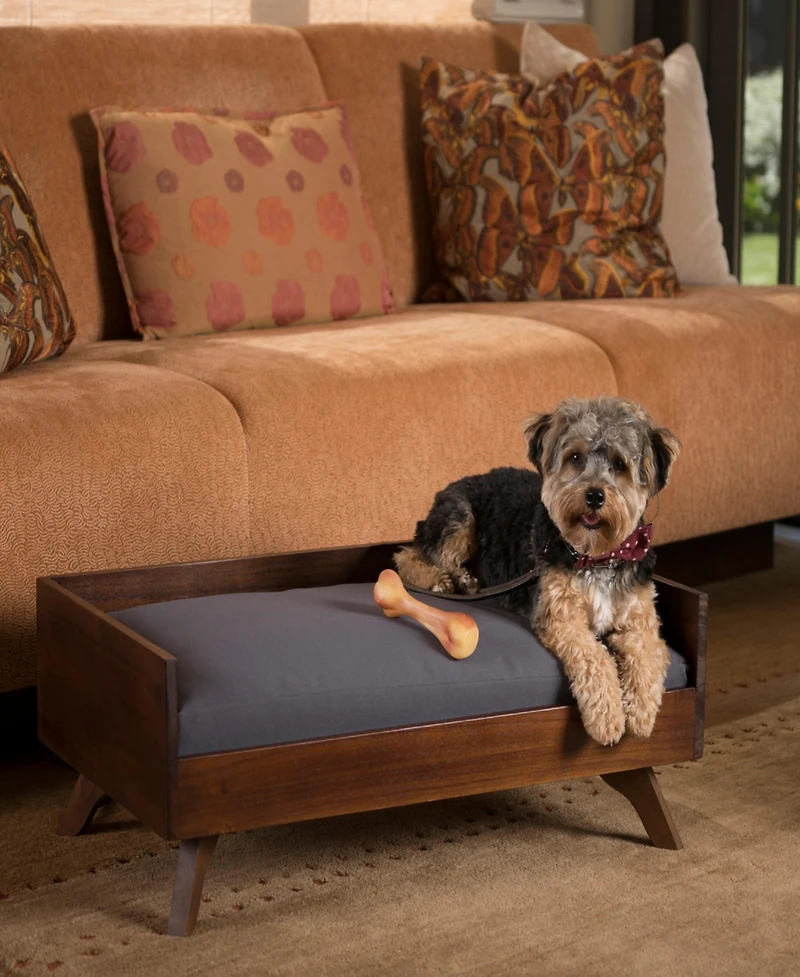 Streamdale Furniture Acacia Wood Dog Bed With Water-Resistant Mattress