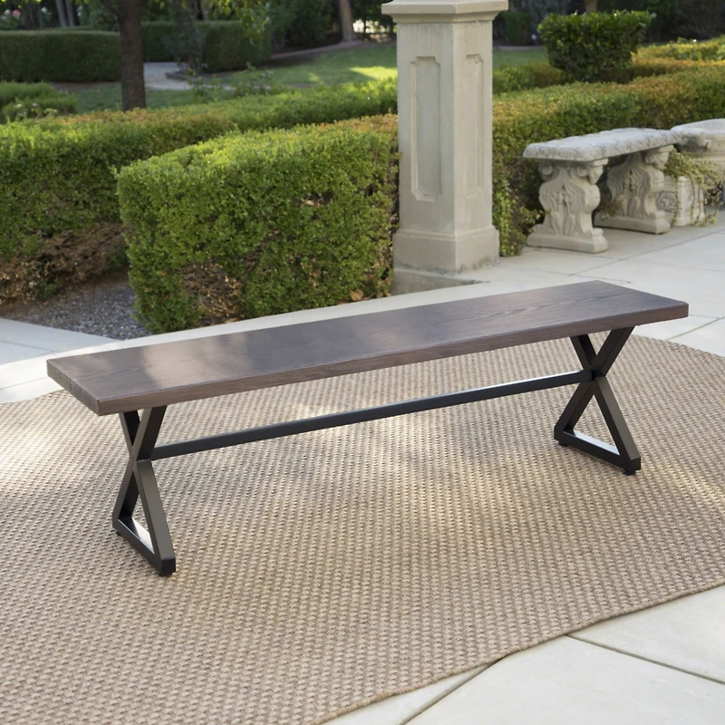 Streamdale Modern Outdoor Aluminum Bench With Steel Frame