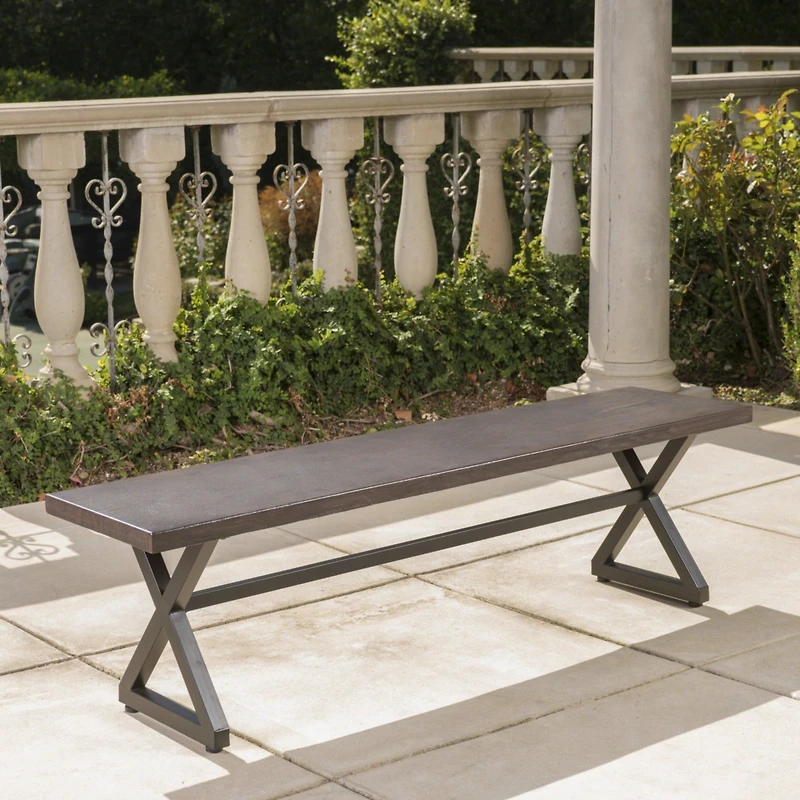 Streamdale Modern Outdoor Aluminum Bench With Steel Frame