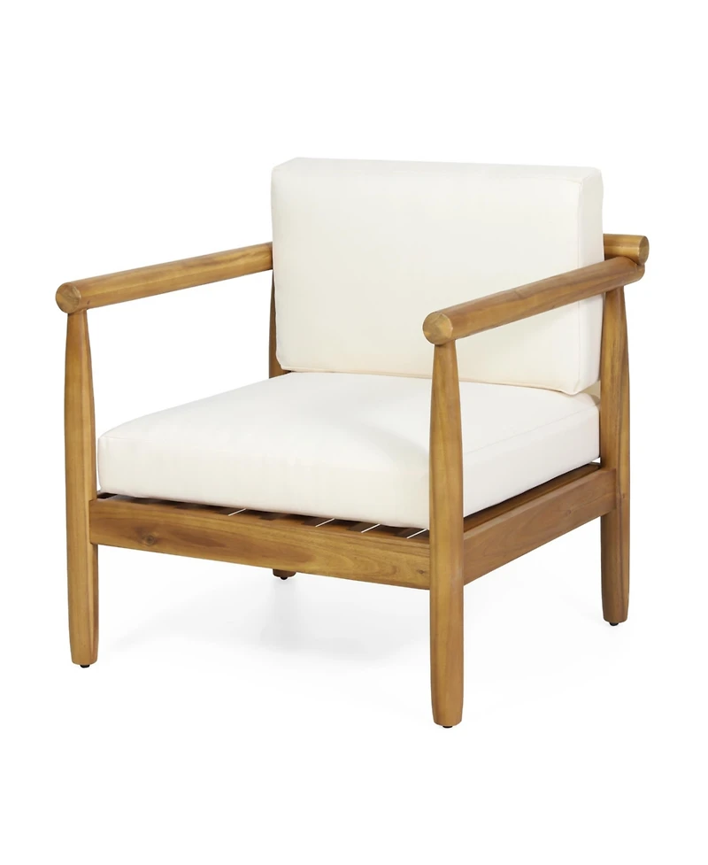 Simplie Fun Acacia Wood Club Chair With Water-Resistant Cushions