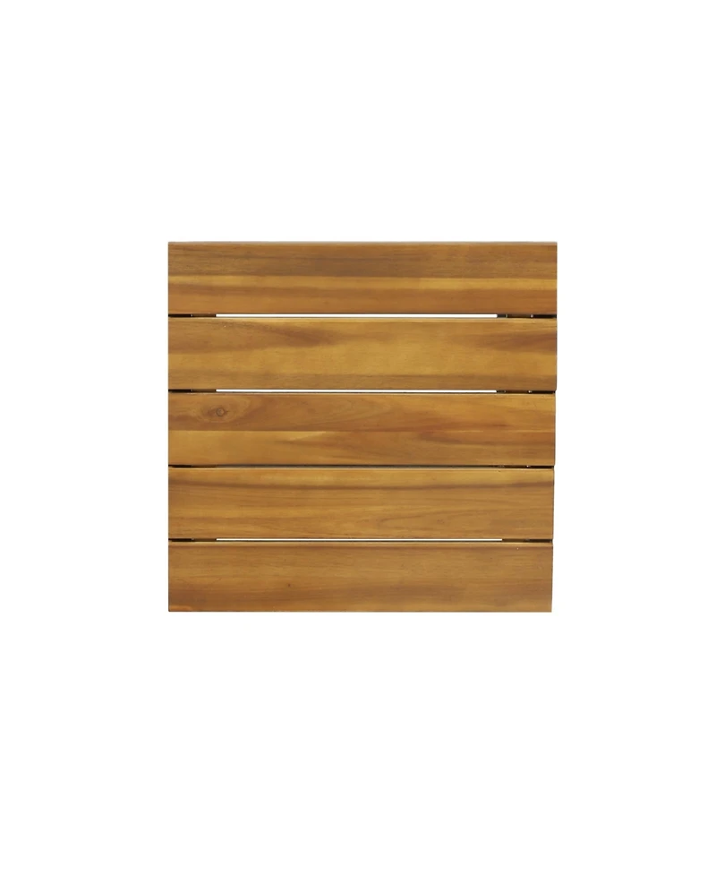 Simplie Fun Noe Acacia Wood Bar Stools, Set Of 2, Teak Finish, Black