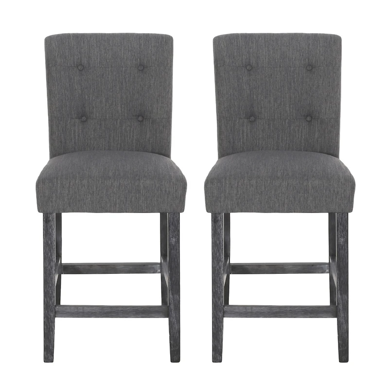 Streamdale Beige Button Tufted 26" Counter Stools (Set Of 2)