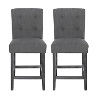 Streamdale Beige Button Tufted 26" Counter Stools (Set Of 2)