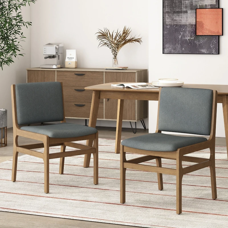 Streamdale Contemporary Upholstered Dining Chair Set With Rubberwood Frame