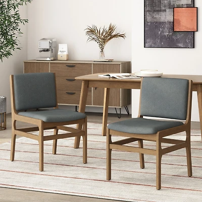 Streamdale Contemporary Upholstered Dining Chair Set With Rubberwood Frame