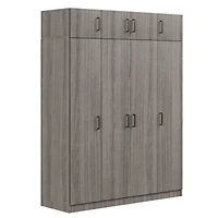 Streamdale 4-Door Gray Wardrobe with Drawer & Cabinet