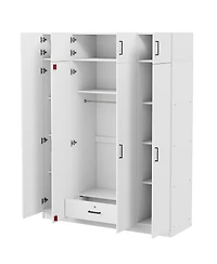 Streamdale 4-Door Gray Wardrobe with Drawer & Cabinet