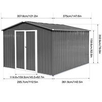Streamdale 10FTx12FT Outdoor Storage Shed with Punched Vents and Hinged Door