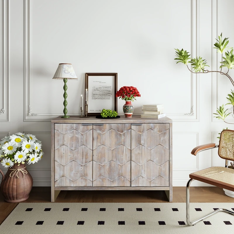 Streamdale 3 Door Wooden Accent Cabinet Sideboard Buffet