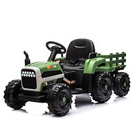 24V Electric Ride-On Tractor with Trailer, Remote Control, Music, Lights, Safety Belt