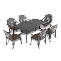 Streamdale Furniture Cast Aluminum Patio Dining Table with Umbrella Hole (59" x 35")