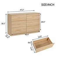 Streamdale Classic 6-Drawer Dresser Ample Storage, Modern Style