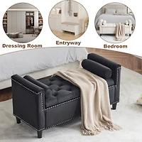 Streamdale Velvet Queen Bedside Bench with Armrests