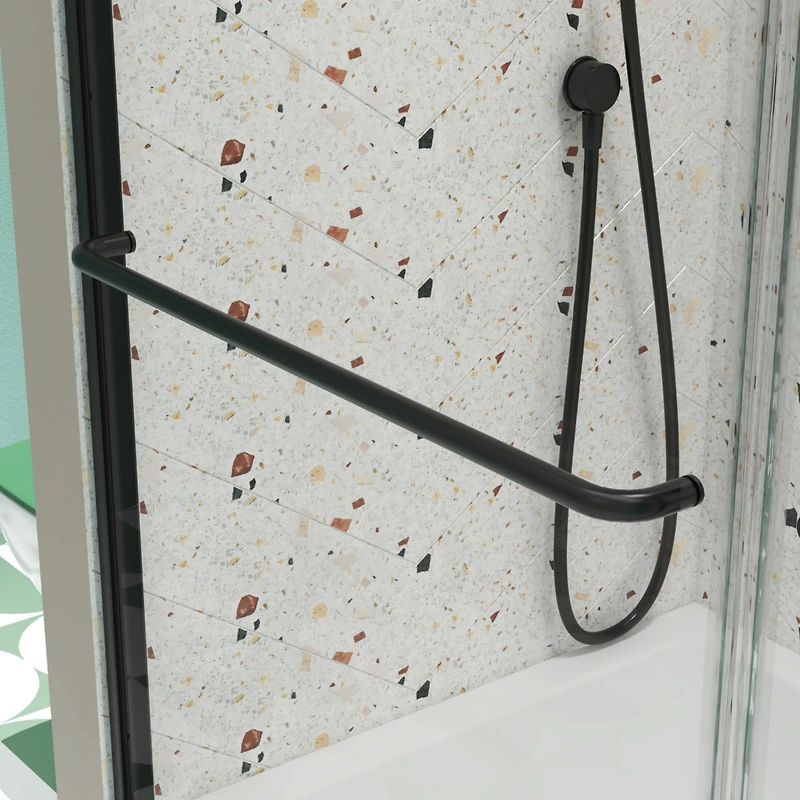 Streamdale Matte Black Bypass Shower Door 56"-60"W x 70"H