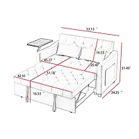 Streamdale Cream Velvet Sofa Bed with Adjustable Positions