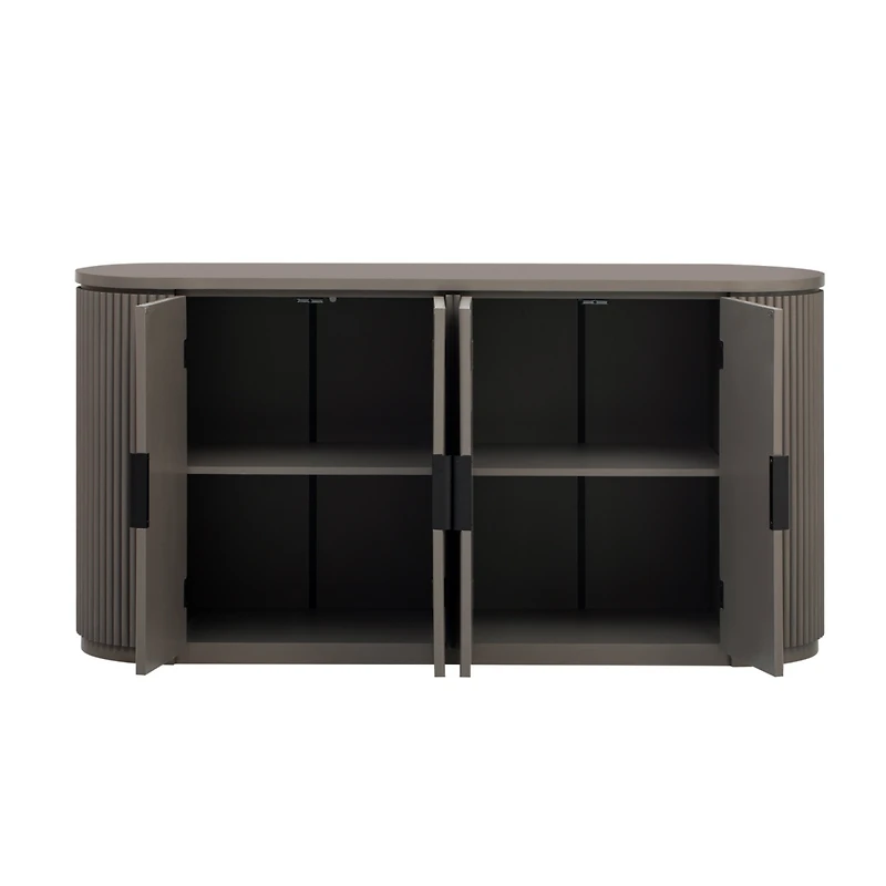Streamdale Vertical Striped Cabinet with Adjustable Shelves & Metal Handles