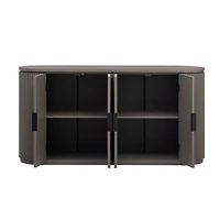 Streamdale Vertical Striped Cabinet with Adjustable Shelves & Metal Handles