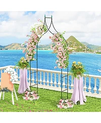 Slickblue 9.5 Feet Decorative Metal Garden Arch for Vine Rose Climbing Wedding Ceremony Party Decoration