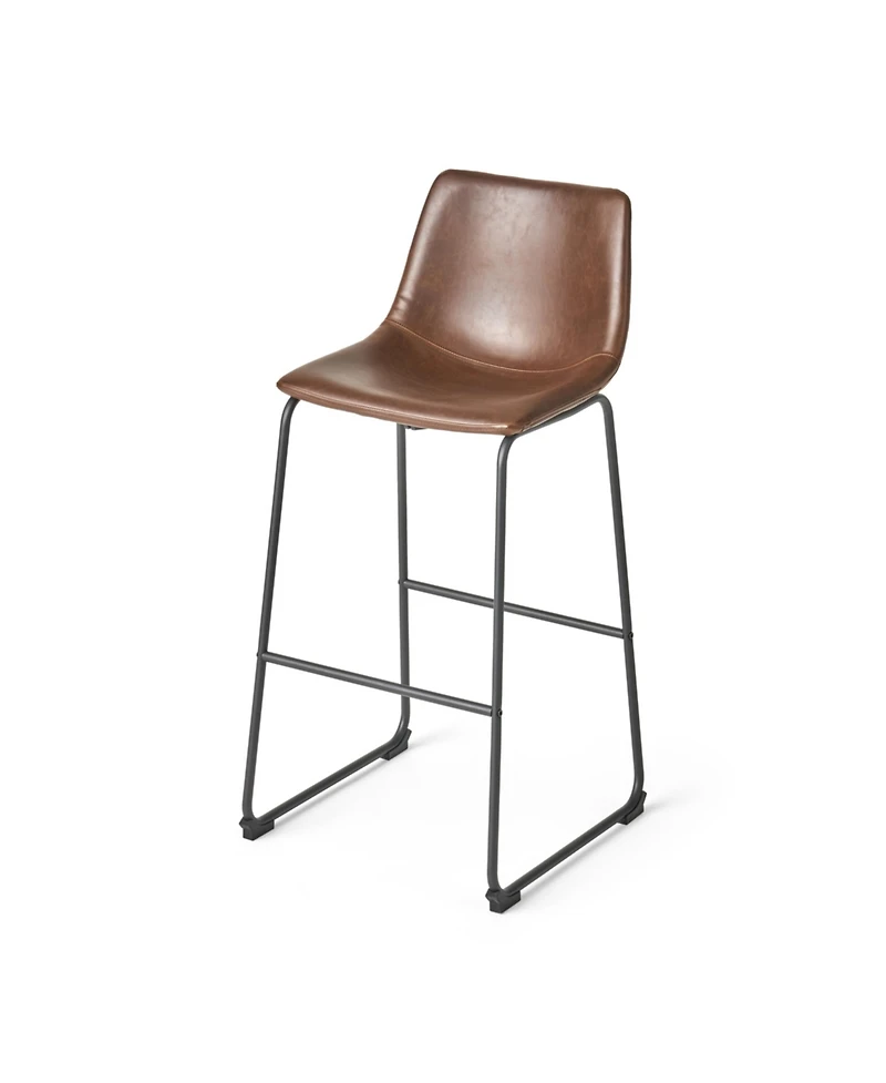 Streamdale Set Of 2 Vintage Brown 30" Faux Leather Barstools