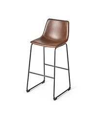 Streamdale Set Of 2 Vintage Brown 30" Faux Leather Barstools