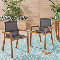 Streamdale Versatile Outdoor Mesh And Wood Dining Chair