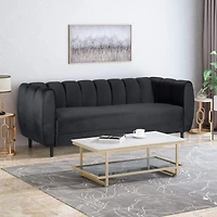 Streamdale Furniture Miranda Velvet Sofa: Modern Glam With Channel Stitching