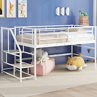 Streamdale Twin Loft Bed with Storage Stairs, Black