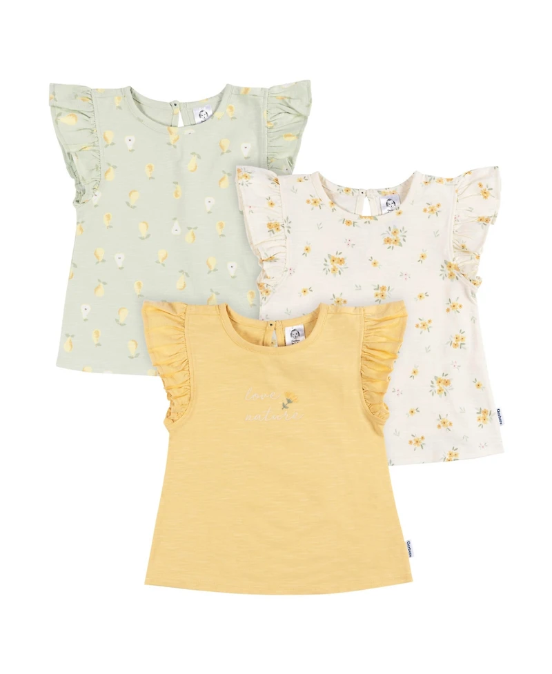 Gerber Toddler Girls Short Sleeve T-Shirts, 3 Pack