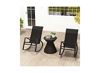 Slickblue 2 Pieces Patio Rocking Chairs Outdoor Sling Fabric Rockers with Ergonomic Backrest and Seat-Black