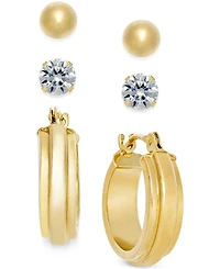 Stud and Hoop Earring Set in 10k Gold
