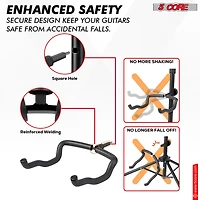 5 Core Triple Guitar Stand Floor Adjustable 30- 38.5 Inch Tripod Multi Guitars Holder Universal Folding Support for Acoustic Electric Bass Banjo Stand