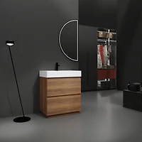 Streamdale Modern 30" Bathroom Vanity with Single Sink, Double Drawer, Brown