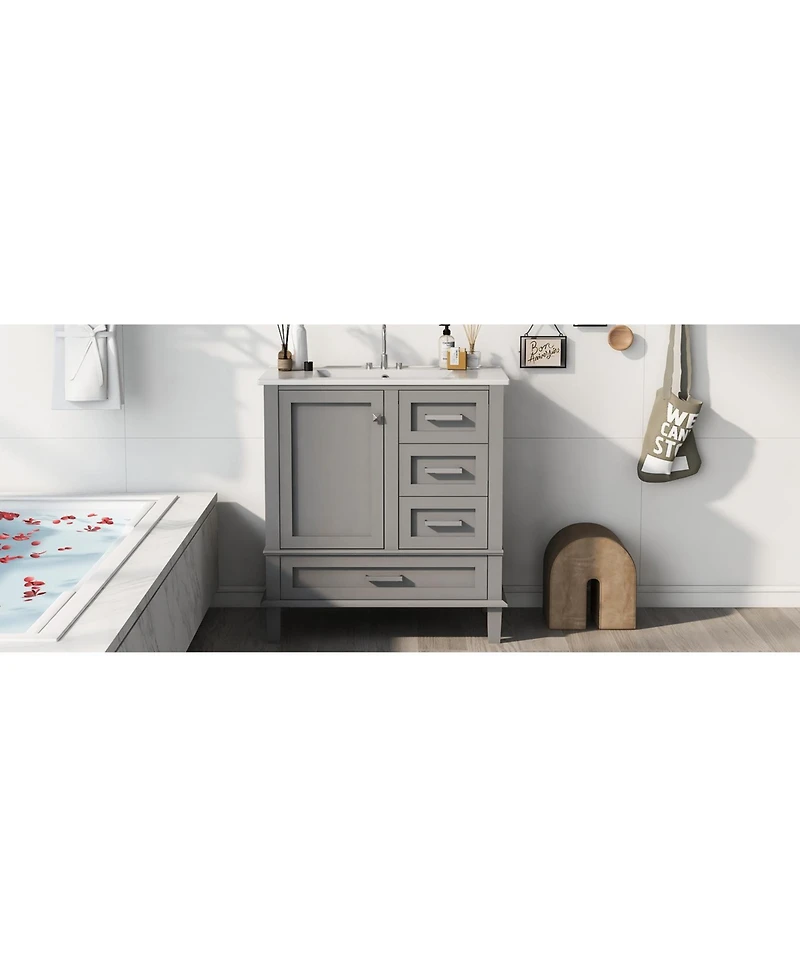 Streamdale 30" Modern Blue Bathroom Vanity with Sink and Storage