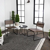 Freja 3-Piece Mid-Century Modern Faux Rattan Conversation Outdoor Patio Set