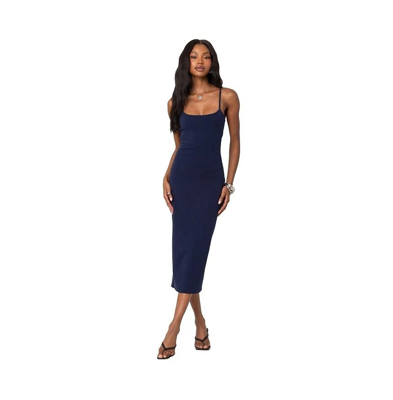 Edikted Air back slitted midi dress