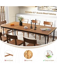 Slickblue 79 Inch 8-Person Outdoor Dining Table with 1.9 Inch Umbrella Hole