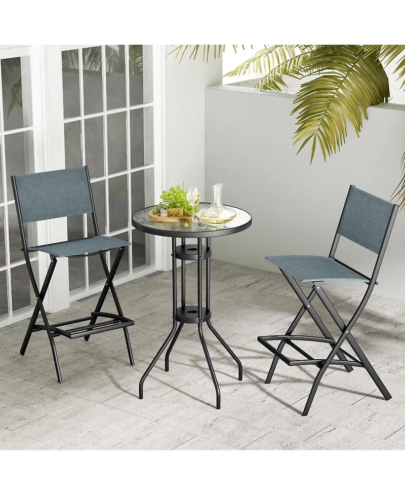 Slickblue Folding Bar Stools Set of 2 Backrest Humanized Footrest