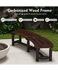 Slickblue Patio Curved Bench for Round Table Spacious and Slatted Seat