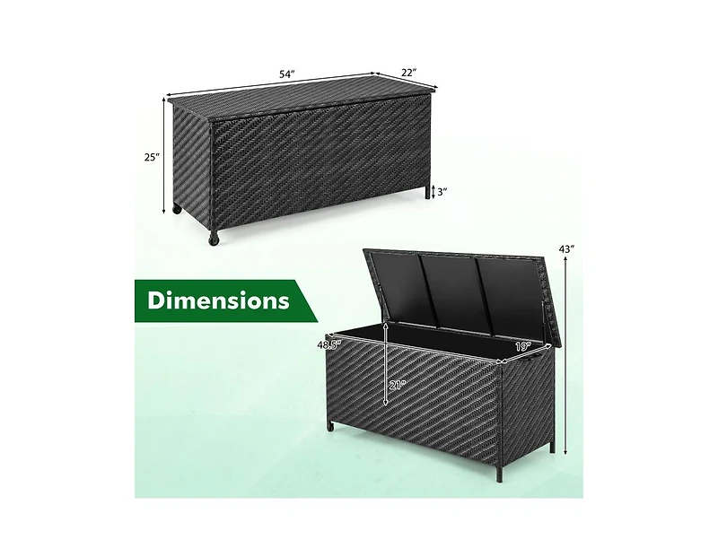 Slickblue 85 Gallon Outdoor Storage Box with Removable Liner and Universal Wheels