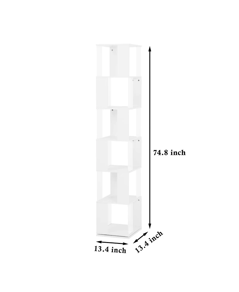 Streamdale Furniture 6-Tier Rotating Bookshelf: Stylish, Space-Saving, Multi-Functional