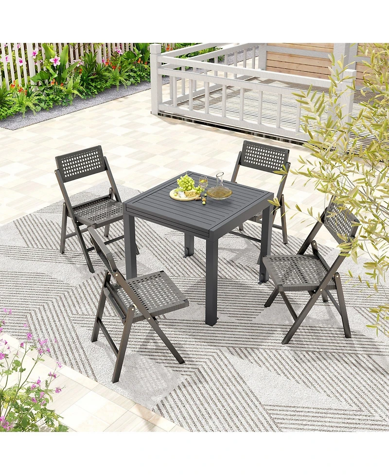 Slickblue Expandable Patio Dining Table for 4-6 People-Grey
