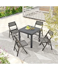 Slickblue Expandable Patio Dining Table for 4-6 People-Grey
