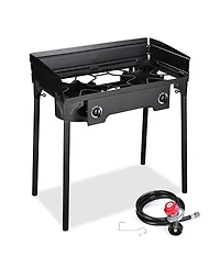 Yescom Propane Camping Stove Double Gas Wok Burner Turkey Fryer Detachable Legs