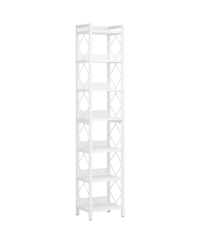 Tribesigns 78.7 Inch Extra Tall Narrow Bookshelf, 7 Tier Skinny Bookcase for Small Spaces, Freestanding Display Shelves