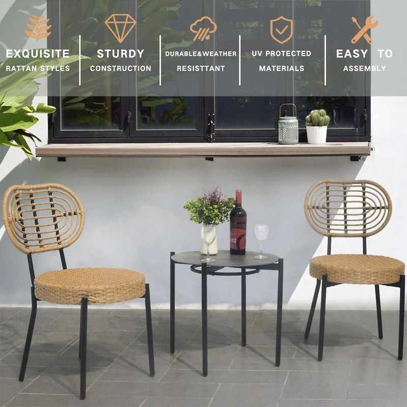 Streamdale 3-Piece Outdoor Wicker Bistro Set Durable, Stylish, & Versatile
